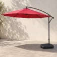 Ô lệch tâm tán đỏ không diềm, tay đỡ cong, trụ bên và đế màu tối – ảnh minh họa
